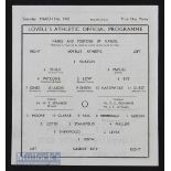 1944/45 War League North Cup Lovells Athletic v Cardiff City 31 March 1945 single sheet. Slight