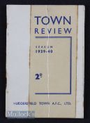 War abandoned season 1939/40 Huddersfield Town handbook full of results/fixtures and general club