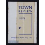 War abandoned season 1939/40 Huddersfield Town handbook full of results/fixtures and general club