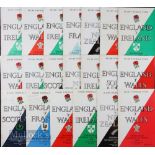 England Home Rugby Programmes 1958-1974 (20): Good selection of Twickenham issues over more tham