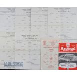 Selection of Arsenal home match programmes to include 1960 West Ham Utd (SE Counties L.C. final),