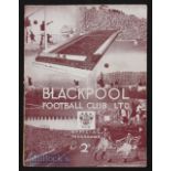 1937/38 Blackpool v Wolverhampton Wanderers reserves central league match 11 September. Spine split,