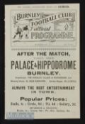 1912/13 Burnley v Bradford City Central League match programme 28 September 1912 slight wear to