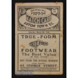 1929/30 Luton Town v Clapton Orient reserve match programme 8 March 1930. Foxing, age wear.