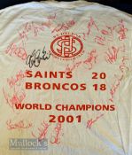 Super League Teams’ Autographs inc St Helen’s T-shirt 2001: Six teams who responded to an autographs