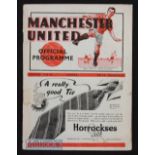 1938/39 Manchester Utd v Bolton Wanderers Div. 1 match programme 31 August 1938 numbered No. 1