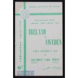 Ireland v Sweden match programme 13 November 1949, at Dublin, World Cup match programme. Good, has