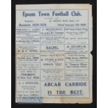 1928/29 Epsom Town v Finchley London League premier division match programme 15th December 1928