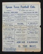 1928/29 Epsom Town v Finchley London League premier division match programme 15th December 1928