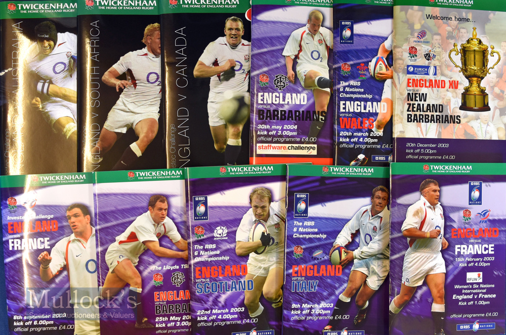 England Home Rugby Programmes 2003-2004 (10): All the Twickenham issues before and after that RWC