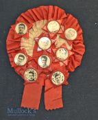 Circa 1963 Manchester Utd rosette with a collection of “Star” badges (9) to include b&w portraits of