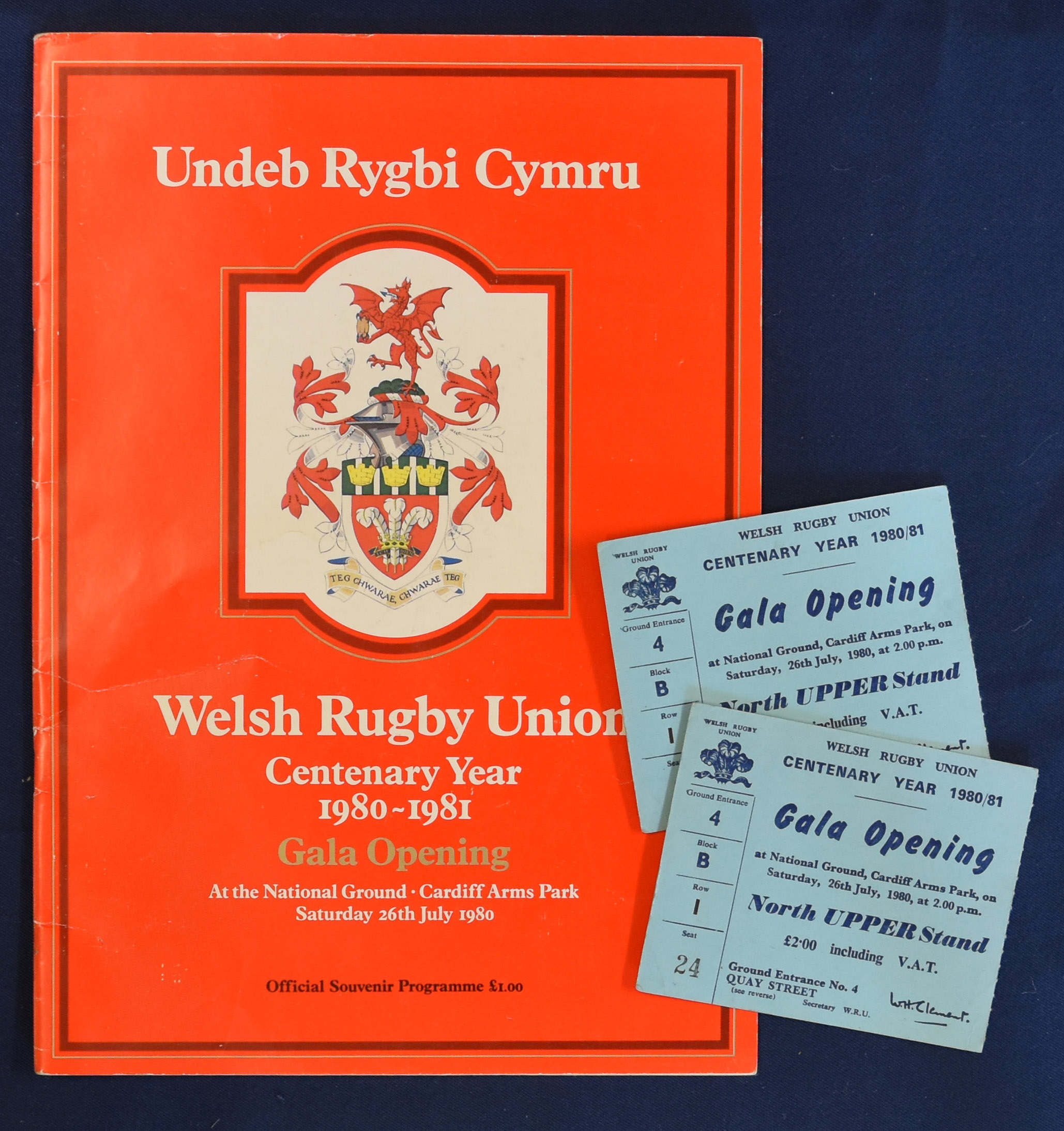 WRU Rugby Centenary Gala Opening 1980 (3): Attractive large A4 Brochure with fine history, pics