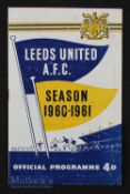 1960/61 Leeds Utd v Everton friendly match programme 28 January 1961, slight crease, team changes.