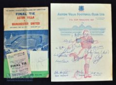 1957 FA Cup Final Aston Villa v Manchester United football programme and ticket with autograph of