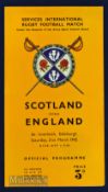 1942 Rare Wartime Rugby Programme, Scotland v England: Sticking to the orange pattern but 4pp from