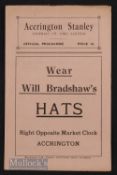 1934/35 Accrington Stanley v Southport Div. 3 (N) match programme 8 September. Has score o/wise