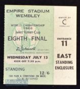 1966 World Cup match ticket July 13 France v Mexico at Wembley. Good.