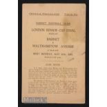 1942 London Senior Cup Final match programme Barnet v Walthamstow Avenue at Underhill 25 May 1942