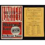 1946/47 Wolverhampton Wanderers v Sheffield Utd match programmes (16 November) plus reverse