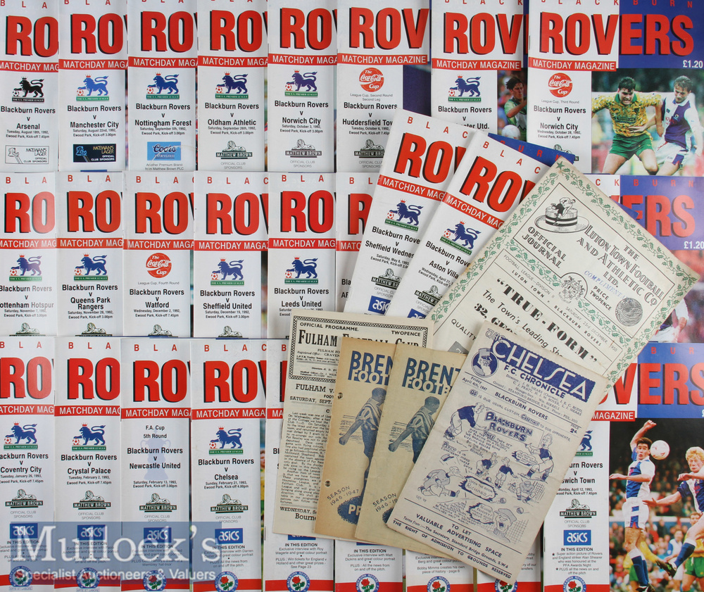 1940 Blackburn Rovers Away Football Programmes to include 1946/47 v Brentford 3 May (x2 one with - Image 2 of 4