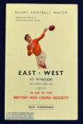 1939 Scarce Scotland, East v West Rugby Programme: From Myreside, Edinburgh, Dec 1939, a Red Cross