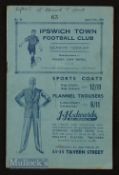 1933/34 Ipswich Hospital cup semi-final Harwich & Parkeston v Catford Wanderers match programme at