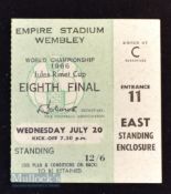 1966 World Cup match ticket July 20 England v France at Wembley. Good.