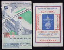 FA Cup final 1947 Burnley v Charlton Athletic official match programme (covers detached, punch