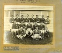 St Mary’s Hospital Rugby Team Photograph 1927-8: Mounted with printed legend & names but with top of