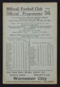 1946/47 Millwall v West Bromwich Albion Programme division 2, played 19th October, with team changes