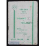 1949 Ireland v Finland match programme 8 September 1949 at Dublin. Creases, score on front, age