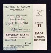 1966 World Cup match ticket July 16 England v Mexico at Wembley. Good.