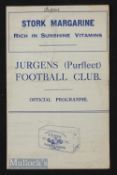 1934/35 Jurgens (Purfleet) v Harwich & Parkeston FAC 13 October 1934, 4 pager. Has team changes,