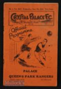 1934/35 Crystal Palace v Queens Park Rangers Div. 3 (S) match programme 5 September 1934 at Selhurst