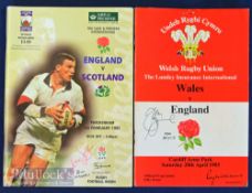 Signed Rugby Programme Celebrity Pair (2): Less often seen signing programmes, but a pair whose