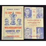 1949 FA Cup Final souvenir football programme by Victor Wolves v Leicester City 4 page card; 1949