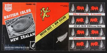 1959 British & I Lions to NZ Rugby Test Programmes (3): The first three varied, large format, packed