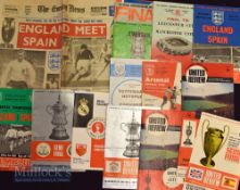 Selection of football programmes 1963 FAC final, 1968 FAC final programme & song sheet, 1968 England