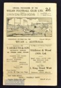 1948 Wigan v Australia rugby league programme date Oct 20th single sheet, folds, holes at folds, few