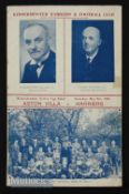 1936 Worcester Senior Cup Final Kidderminster Harriers v Aston Villa 9 May 1936, 4 pages, has tiny
