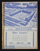 1938/39 Everton v Brentford Div 1 match programme 3rd September 1938; heavy tape to spine,