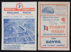 1950 Grand Slam Rugby Programmes, England/Wales & Wales/France (2): Wales swept the board that year.