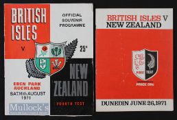 1971 British and I Lions Test Programmes in N Zealand (2): 1st (won) and 4th (drawn) Tests from