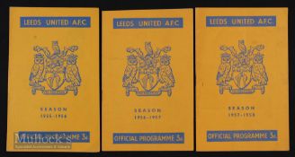 Leeds Utd v Cardiff City 1955/56, 1956/57, 1957/58 all matches in the FA Cup in consecutive seasons.