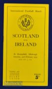 1934 Scarce Scotland v Ireland Rugby Programme: 16-9 win for the hosts, traditional issue,