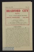 1945/46 War League Bradford City v Carlisle Utd 2 February 1946 at Valley Parade, 4 pages. Team