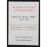 V Rare 1964 Welsh Rugby Supporters SA Tour Brochure: Info and itinerary for followers of the Welsh