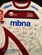 Multi Signed Sale Sharks away Rugby shirt worn by Lewis Roberts with signatures to front No1 to