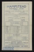 1931/32 AFA Senior Cup Hampstead v London Welsh, 6 February 1932, 4 pager, slight crease, has