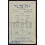 1931/32 AFA Senior Cup Hampstead v London Welsh, 6 February 1932, 4 pager, slight crease, has